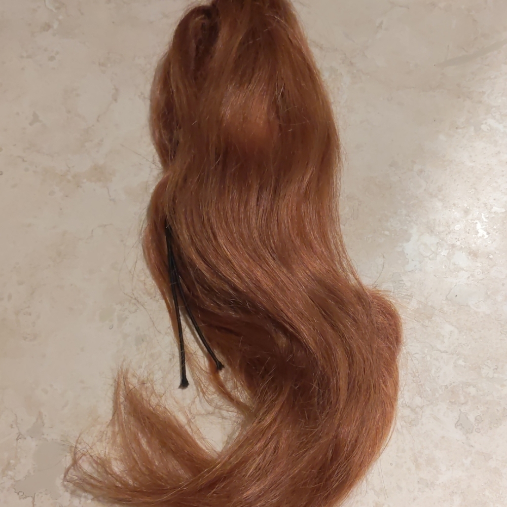 Strawberry copper natural hair clip ponytail